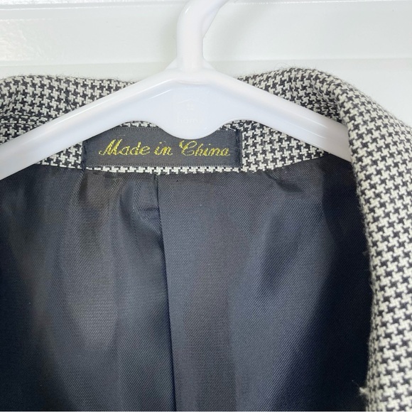 Circle S Western Sport Coat Plano Donegal Jacket Black White Houndstooth 46 R - Picture 8 of 9